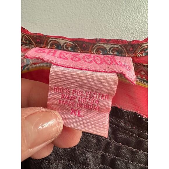 She’s Cool Maxi Y2K Sundress Pink Paisley Size XL Babydoll Beachy Resort Boho - Picture 11 of 13